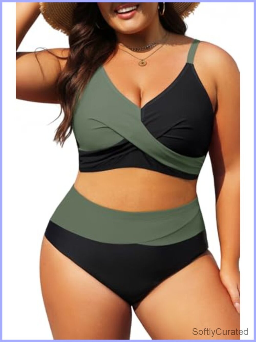 Plus Size High Waisted Bikini Set with Tummy Control